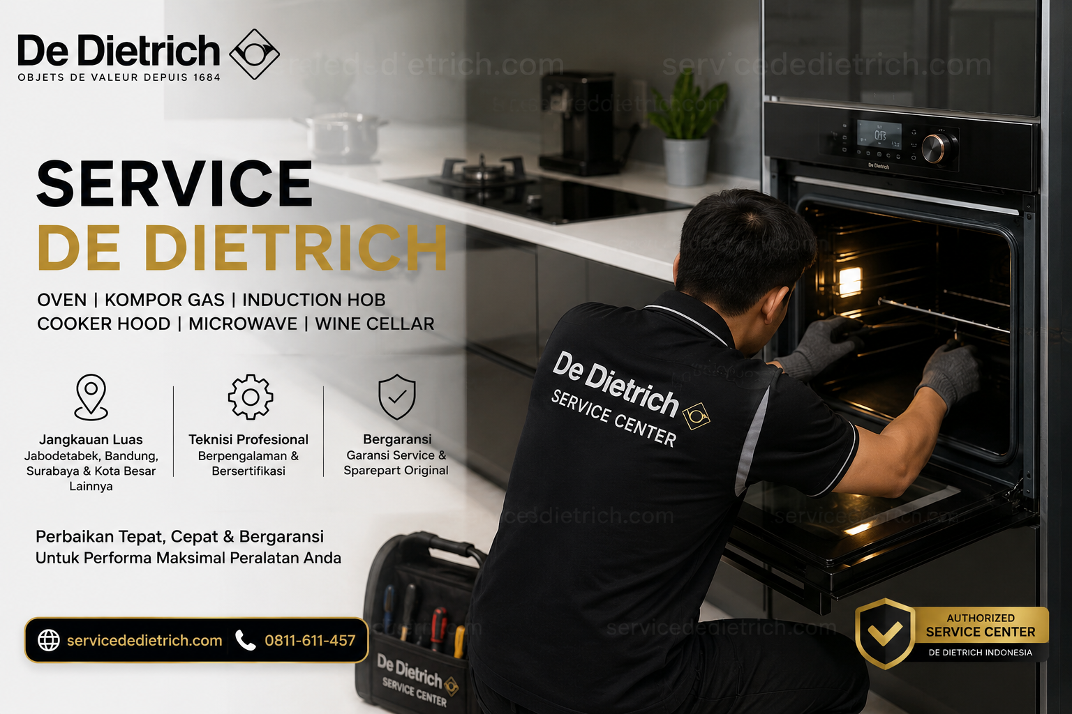Service De Dietrich untuk Oven, Induction Hob dan Cooker Hood Bergaransi